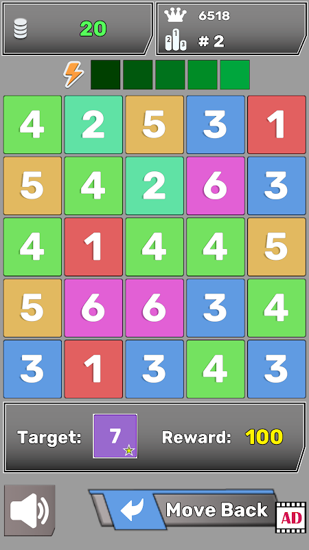 Merge Numbers. Block Puzzle.