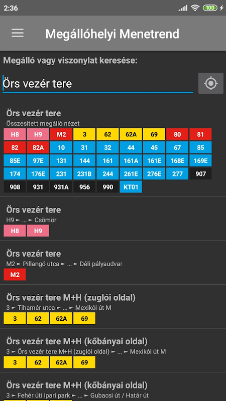 Megállóhelyi Menetrend